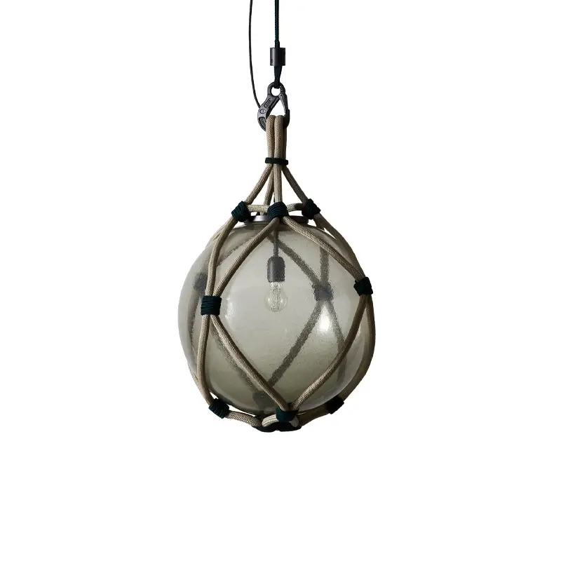Expédition Rapide Outdoor Lighting Suspension lamp BOLLICOSA NAUTILUS Ø 50 Transparent smoked glass / green knotsCASSINA