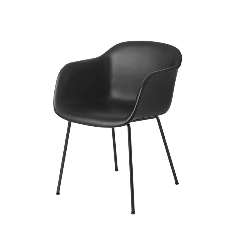 Nouvelle Collection Chaise FIBER ARMCHAIR 4 pieds acier coque cuir NoirMUUTO