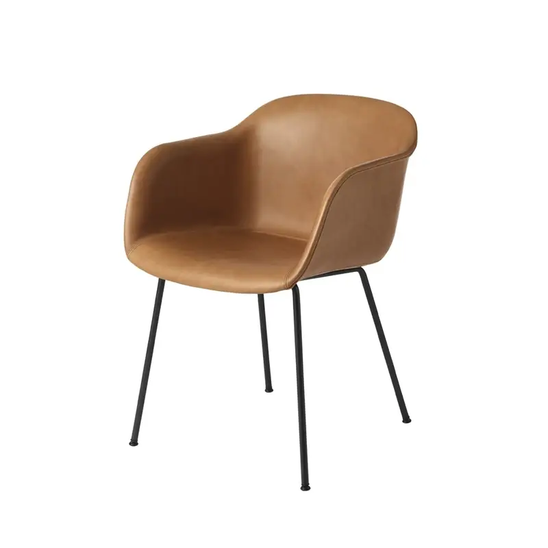 Offre Limitée Chaise FIBER ARMCHAIR 4 pieds acier coque cuir CognacMUUTO