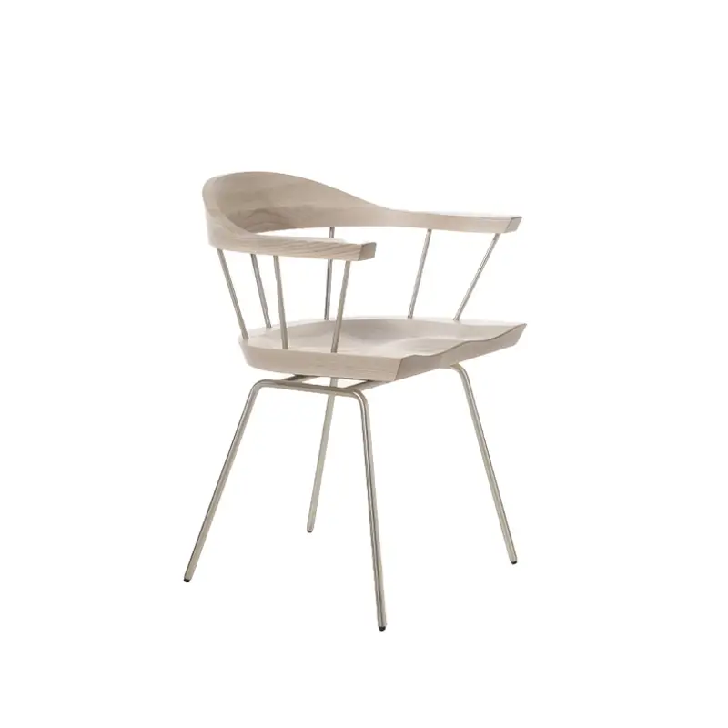 Dernière Chance Dining Chair SPINDLE Bleached ash/satin nickel BASSAMFELLOWS