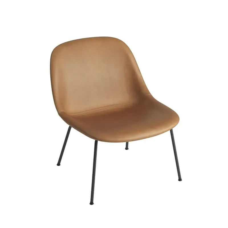 Fauteuil FIBER LOUNGE Coque cuir/ pieds acier CognacMUUTO Produit De Marque