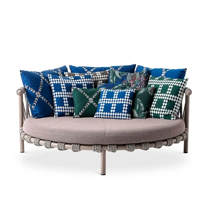 Outdoor Sofa Love Bed TRAMPOLINE Kemi grey 363/ Favignana blue 055CASSINA Haute Qualité