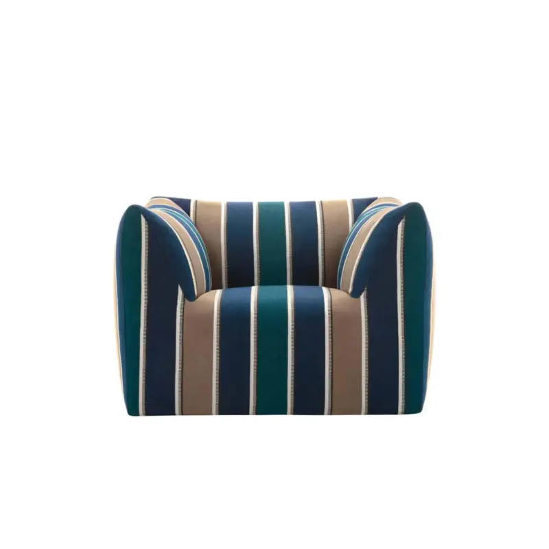 Outdoor Lounge Chair LA BAMBOLA OUTDOOR Blue Striped Lima JacquardB&B ITALIA Livraison Express
