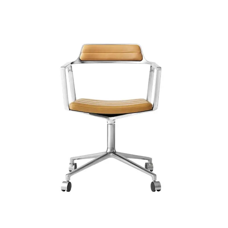Achetez Aujourd'hui Chaise SWIVEL CHAIR 452 à roulettes Cuir camel / Aluminium poliVIPP
