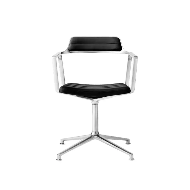 Commander Maintenant Chaise SWIVEL CHAIR 452 sur patins Cuir noir / Aluminium poliVIPP