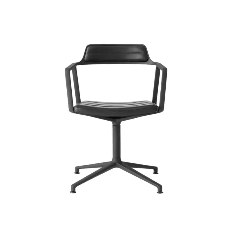 Dining Chair SWIVEL CHAIR 452 on gliders Black leather / Black painted aluminiumVIPP Offre Spéciale
