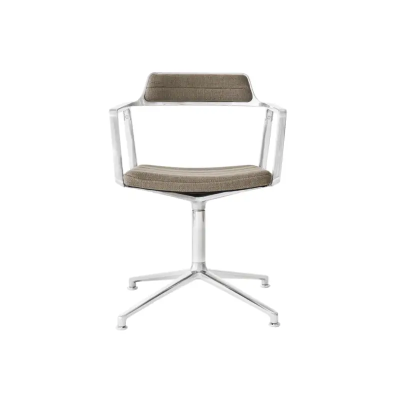 Solde Chaise SWIVEL CHAIR 452 sur patins Tissu sable foncé / Aluminium poliVIPP