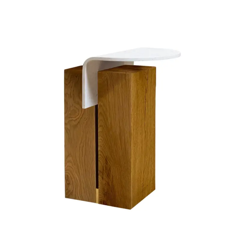 Jusqu'à Épuisement Des Stocks Table d'appoint guéridon GHAN 92,8 M Chêne naturel/ plastique blancNOMA