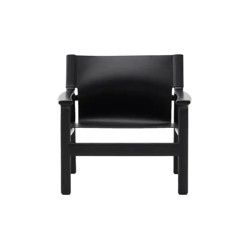 Certifié Fauteuil JAN Frêne teinté noir / Cuir noirKAVE HOME