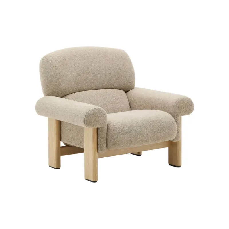 Petit Prix Fauteuil NEMA Tissu bouclette beige / Frêne naturelKAVE HOME