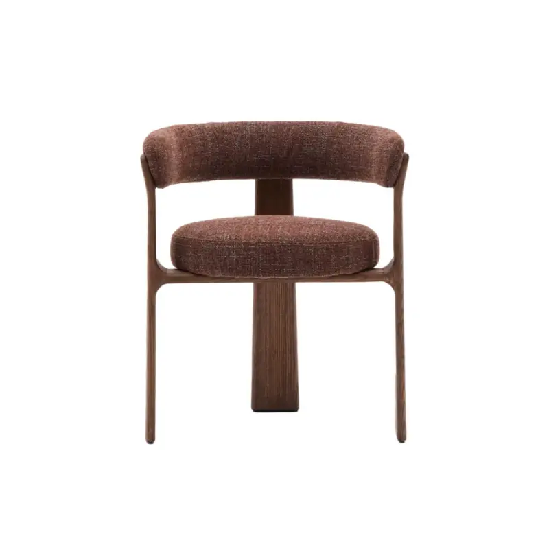Dining Chair GRANITE 3-leg chair Brown Chenille fabric / Walnut-finished Ash WoodKAVE HOME Dernière Chance