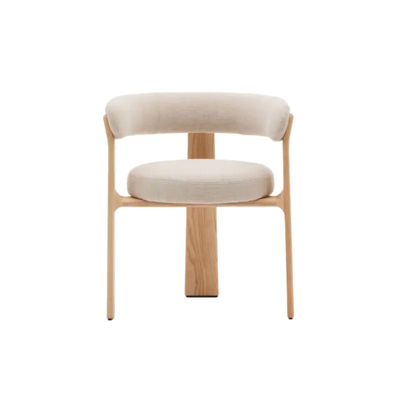 Dining Chair GRANITE 3-leg chair Beige Chenille fabric / Natural Ash WoodKAVE HOME Prix Cassé