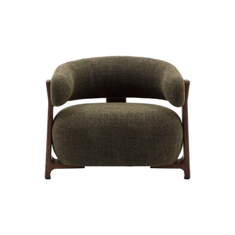 Affaire À Saisir Fauteuil GRANITE 3 pieds Tissu Chenille vert / Frêne finition NoyerKAVE HOME