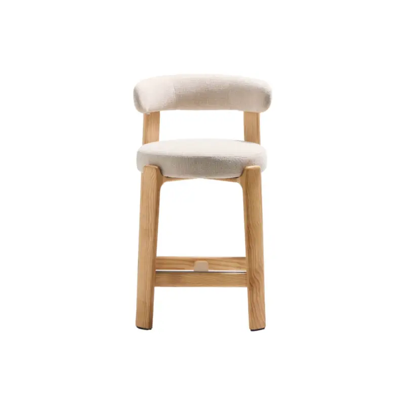 Prix Promo Tabouret haut GRANITE H 65 avec dossier Tissu Chenille beige / Frêne naturelKAVE HOME