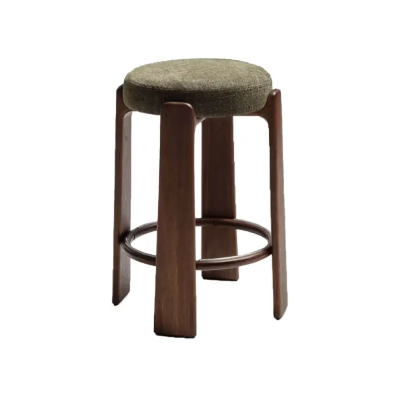 Tabouret haut GRANITE H 75 Tissu Chenille vert / Frêne finition NoyerKAVE HOME Soldes