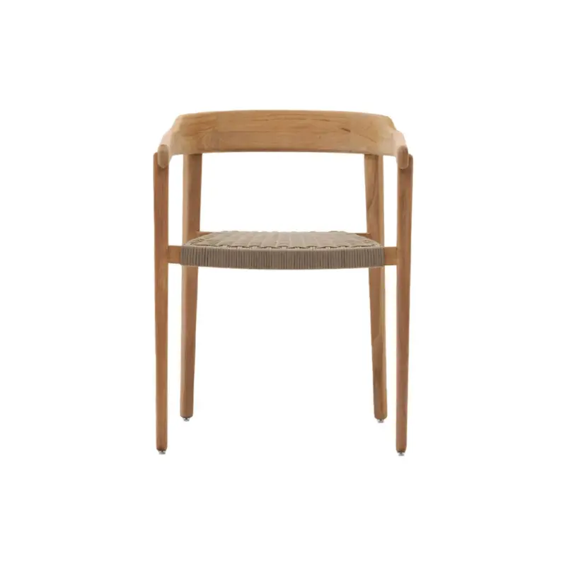 Outdoor Chair and Small Lounge Chair ICARO Teak Wood / Natural Beige Rope StackableKAVE HOME Nouveauté