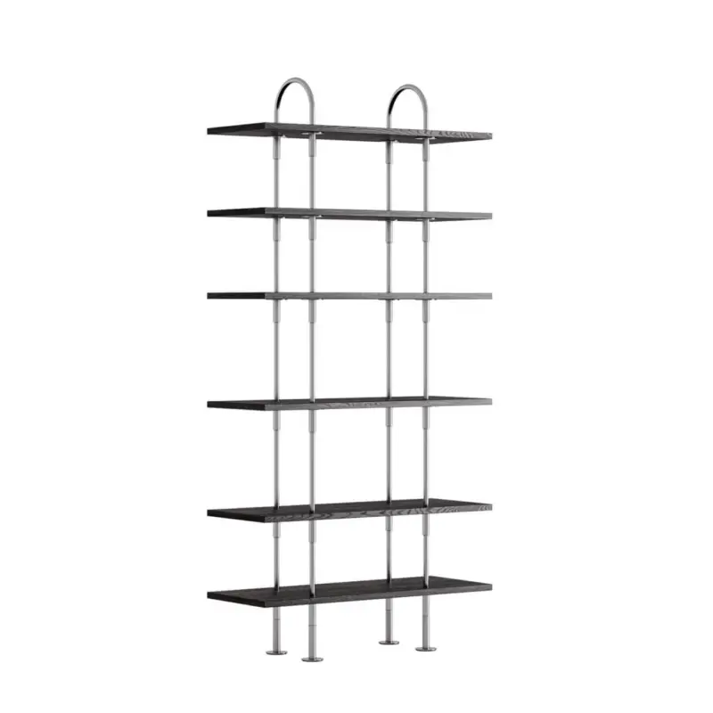 Etagère KEEN L 96 6 étagères Inox / Frêne Marron NoirGUBI Haute Qualité