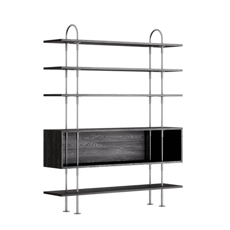 Must-Have Etagère KEEN L 160 6 étagères 1 boîte Inox / Frêne Marron NoirGUBI