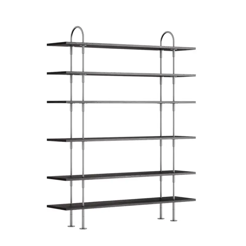 Shelving KEEN W 160 6 shelves Stainless Steel / Black Brown Ash VeneerGUBI Marque