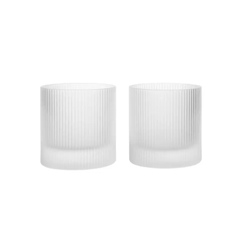 Glassware Set of 2 RIPPLE Tumbler glasses FrostedFERM LIVING Nouvelle Collection