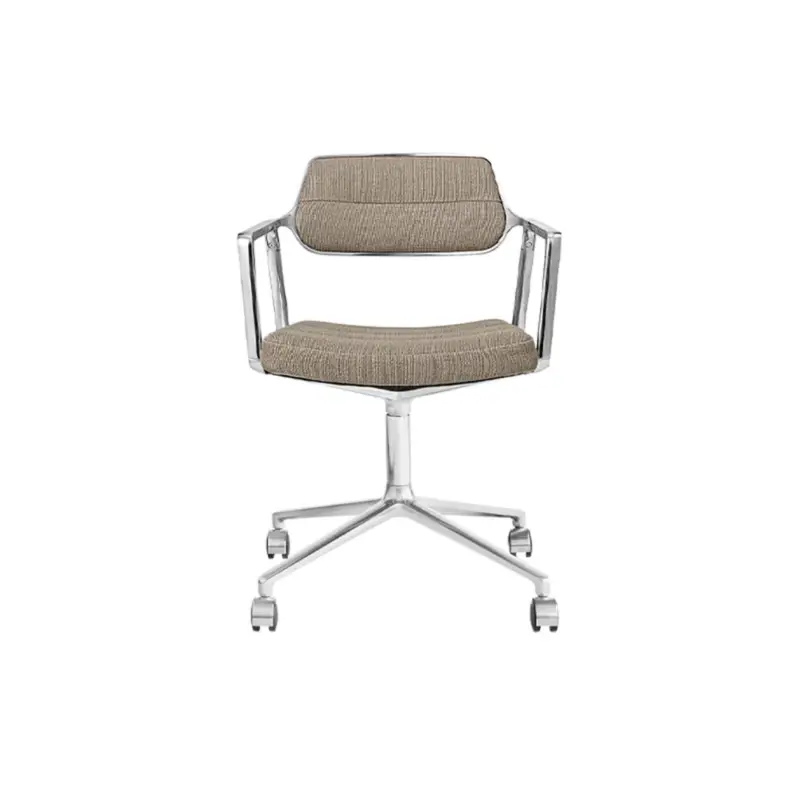 Expédition Rapide Chaise SWIVEL CHAIR 453 à roulettes Tissu sable foncé / Aluminium poliVIPP