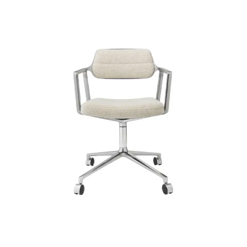 Chaise SWIVEL CHAIR 453 à roulettes tissu Off-White / Aluminium poliVIPP Offre Exclusive