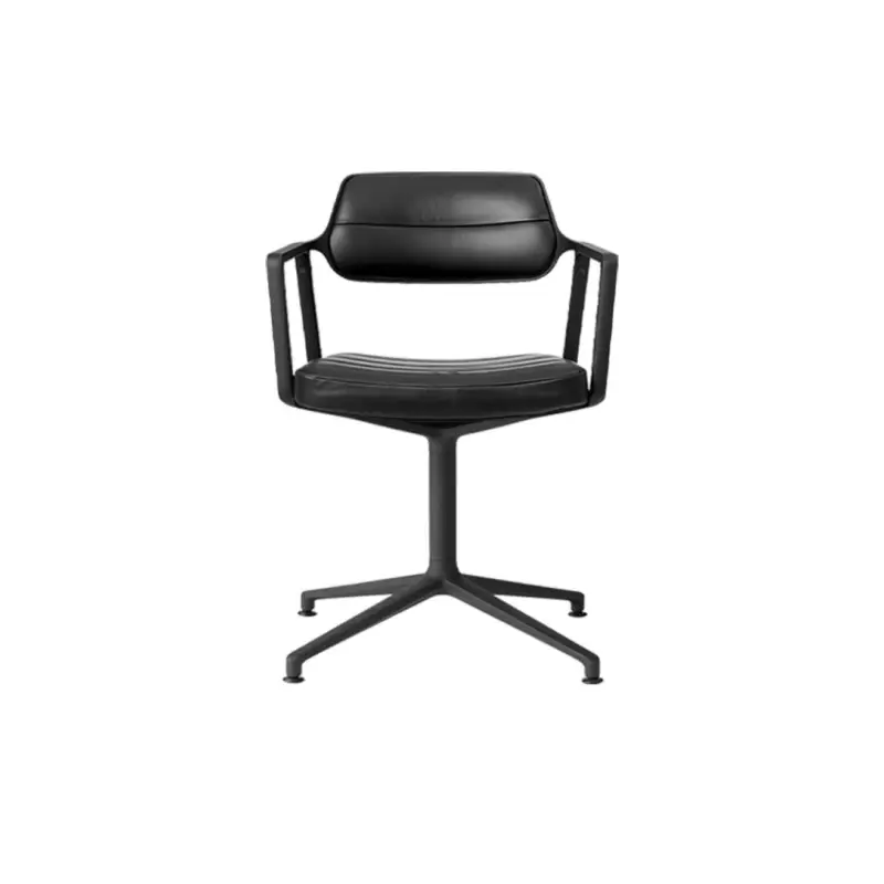 Top Vente Dining Chair SWIVEL CHAIR 453 on castors Black leather / Black painted AluminiumVIPP