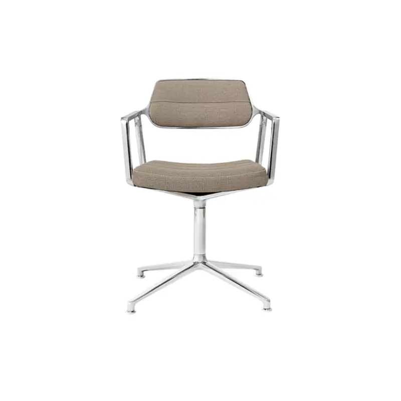 Dining Chair SWIVEL CHAIR 453 with gliders Dark Sand fabric / Polished AluminiumVIPP Dernier Modèle