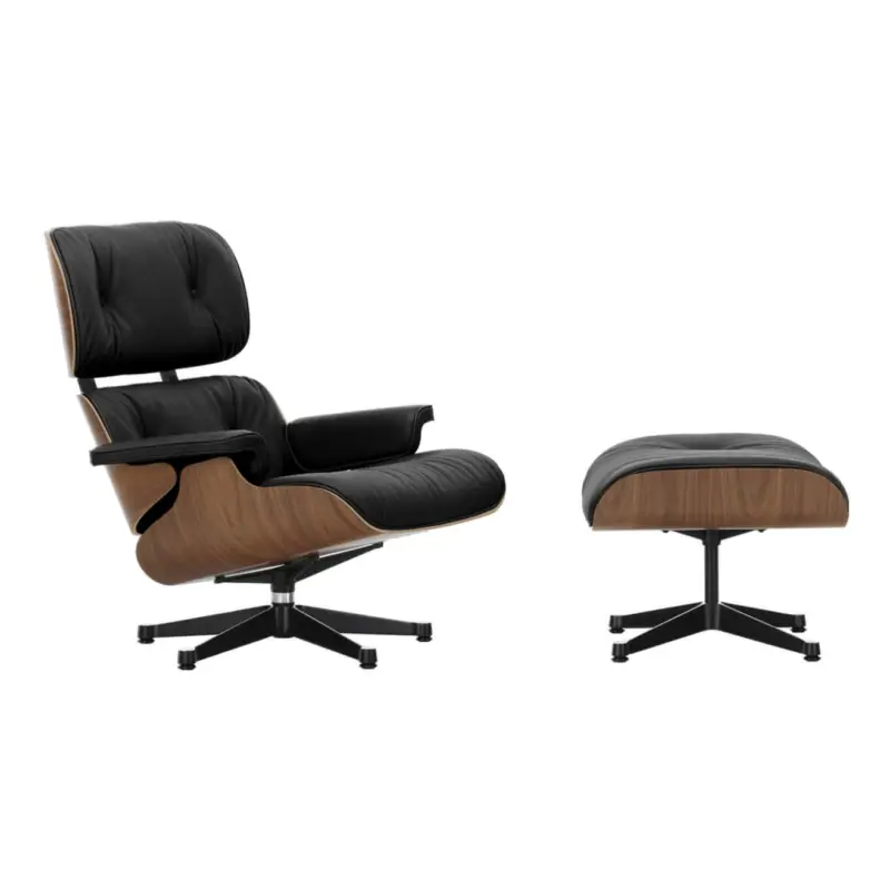 Fauteuil EAMES LOUNGE & OTTOMAN Cuir Natural nero 66 / Noyer naturelVITRA Achetez Aujourd'hui