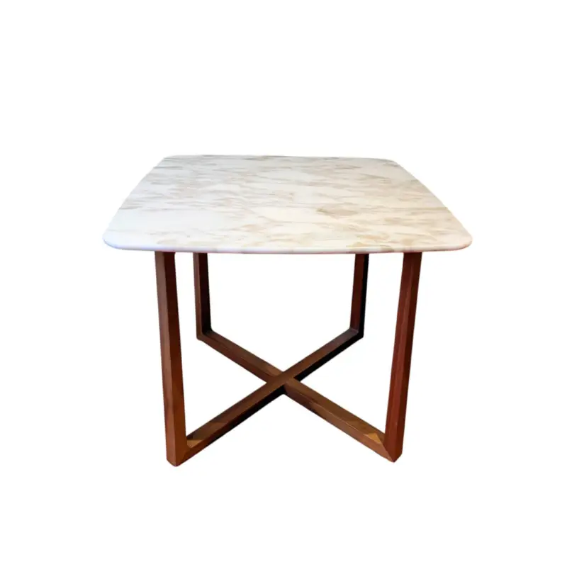 Haute Qualité Side Table GIPSY Calacatta marble top, natural Canaletto walnut legsFLEXFORM