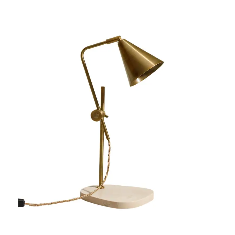 Table Lamp CONE Brushed brass / TravertineCONTAIN Acheter Direct