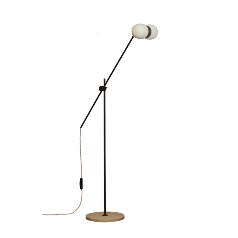 Floor Lamp NUVOL DOUBLE FLOOR Blackened brass / TravertineCONTAIN Super Prix