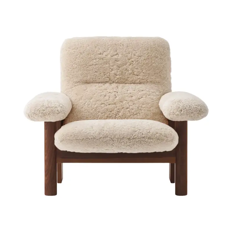 Fauteuil BRASILIA Dossier Haut Noyer/ Sheepskin NaturelAUDO COPENHAGEN Super Prix