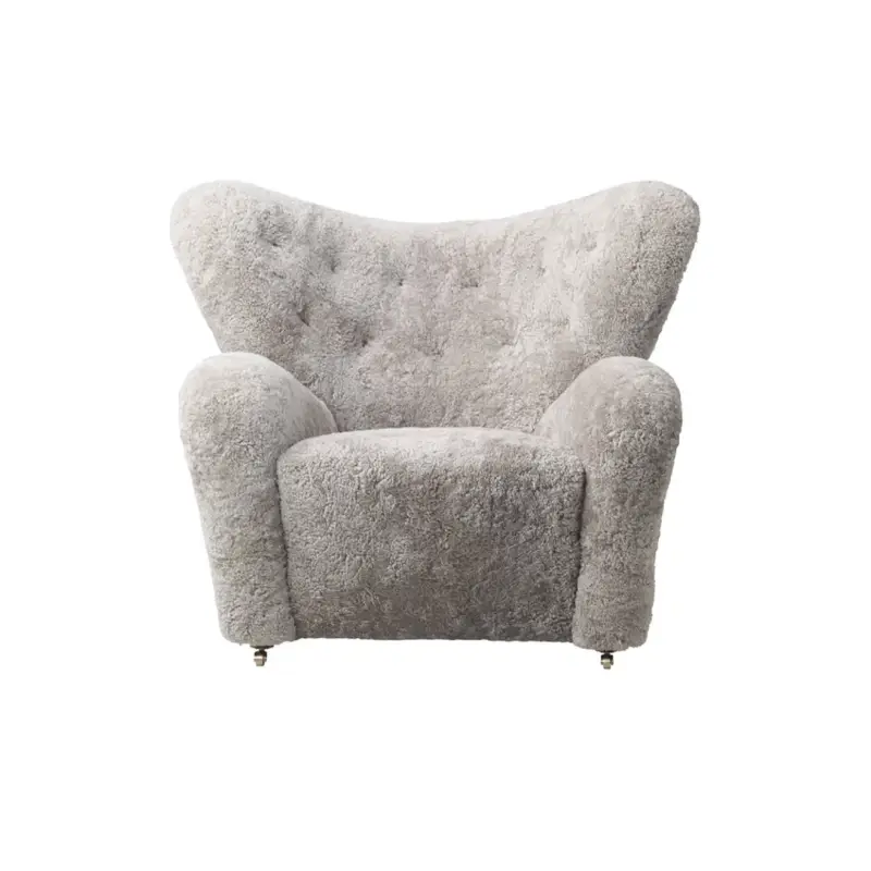 Easy chair THE TIRED MAN Dark Oak/ Sheepskin Green TeaAUDO COPENHAGEN Jusqu'à Épuisement Des Stocks