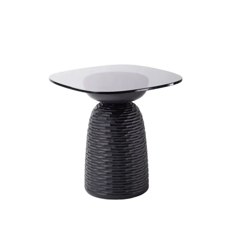 Certifié Table d'appoint guéridon NERA base pleine à découpes sculptées Érable NoirZANAT