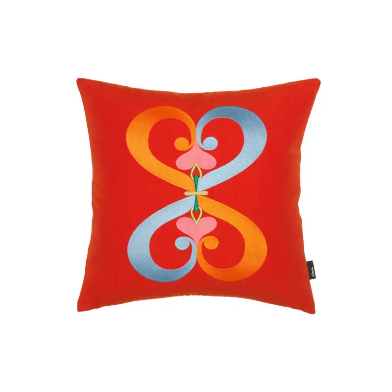 Pas Cher Coussin Embroidered Double Heart Rouge