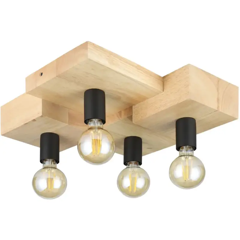 Nouvel Arrivage Lumimart | Lampe de plafond Halkin Marron/Noir Acier/Bois 43 cm 14 cm