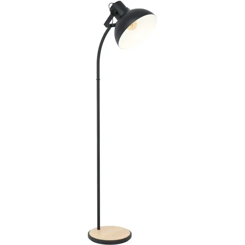 Expédié Aujourd'hui Lumimart | Lampadaire Lubenham Noir Acier/Bois 30 cm 160 cm