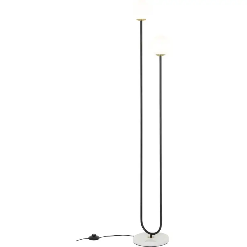Lumimart | Lampadaire Nika Noir/Blanc Verre/Métal 24.5 cm 145 cm Seulement Aujourd'hui