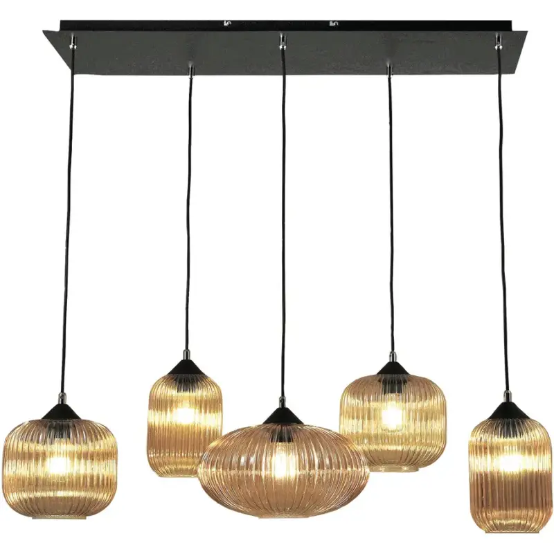 Super Prix Lumimart | Suspension Glura Jaune Verre/Métal 90 cm 20 cm Réglable en hauteur (manuel)