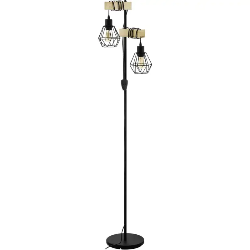 Seulement Aujourd'hui Lumimart | Lampadaire Townshend 5 Marron/Noir Acier/Bois 25 cm 166.5 cm