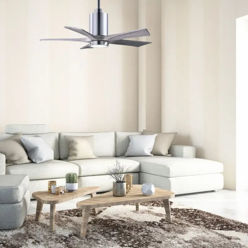 Expédition Rapide Ventilateur plafond Patricia 106cm Chromé Poli Bois Vieilli