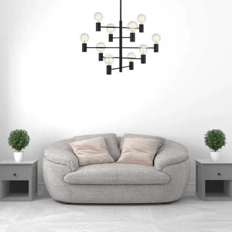 Lustre Paris 10x60W E27 Noir Pas Cher
