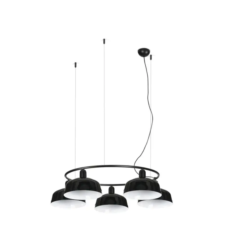 Suspension TATAWIN M cercle Noir 5x15W E27 LED Achat Immédiat