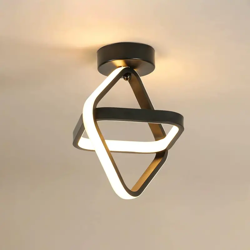 Super Prix Plafonnier LED, Lampe de Lustre moderne noir Plafonnier de couloir carrée 24W 2700LM pour Couloir Balcon, 3000K Lumière blanche chaude, diamètre 22CM