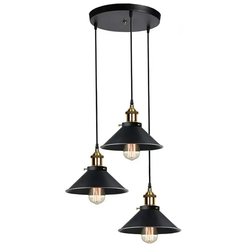 Seulement Aujourd'hui Lustre Industriel Vintage 3 Lumiere Suspension Industrielle Design Vintage Industriel Lustre Plafond Industriel E27, Max 60W, Ø220MM, avec 100NM un Câble Réglable pour Café Cuisine Restaurant