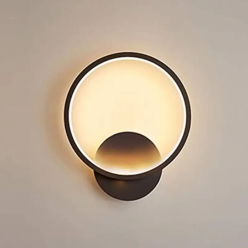 Applique Murale Led Interieur Ronde Blanc Chaud Acrylique Luminaire Murale Interieur,12W, 3000K Applique Murale Interieur Escalier, Applique Murale Moderne pour Couloir Chambre Salon Noir Acheter Direct