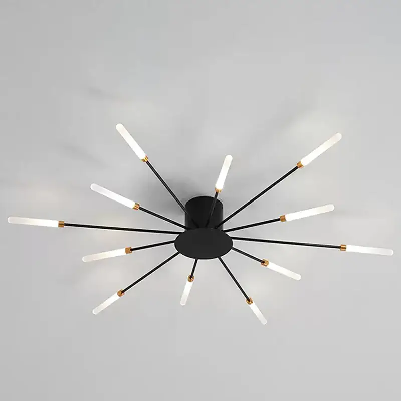 Soldes LED plafonnier lumière Moderne feu d'artifice Design Lampe créatif Chic Suspension Lustre intérieur Simple Salon Salle,Noir
