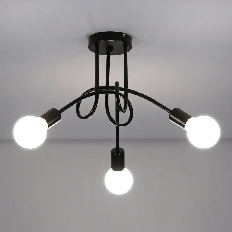 Luminaire Plafonnier industrielle, Lampes de Suspension en Fer Vintage E27 Lustre Noir 3-Lumières pour Salon Chambre Cuisine Restaurant, Diamètre 55 cm (Ampoule non incluse) Affaire À Saisir