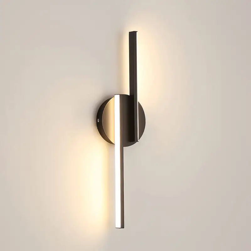 Expédié Aujourd'hui Applique Murale LED Intérieur Lampe Murale Moderne, Appliques Aluminium Pour Salon Couloir Salle De Bain Escalier Veilleuse (Noir) 3000K Lumière Chaude